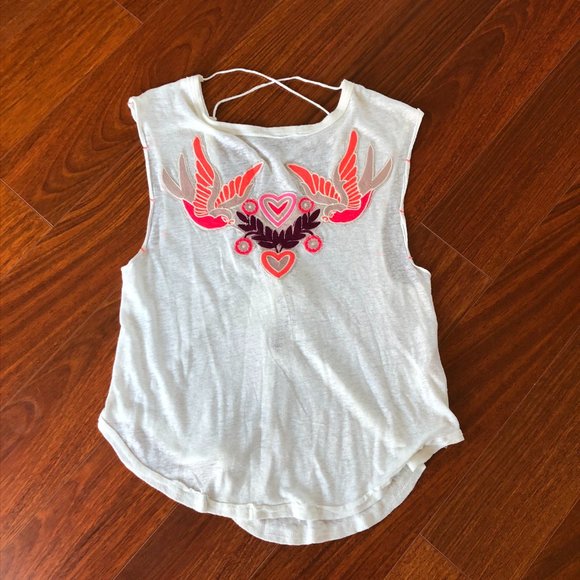 Free People Hummingbirds Neon Heart Linen Back Tie - Picture 3 of 9